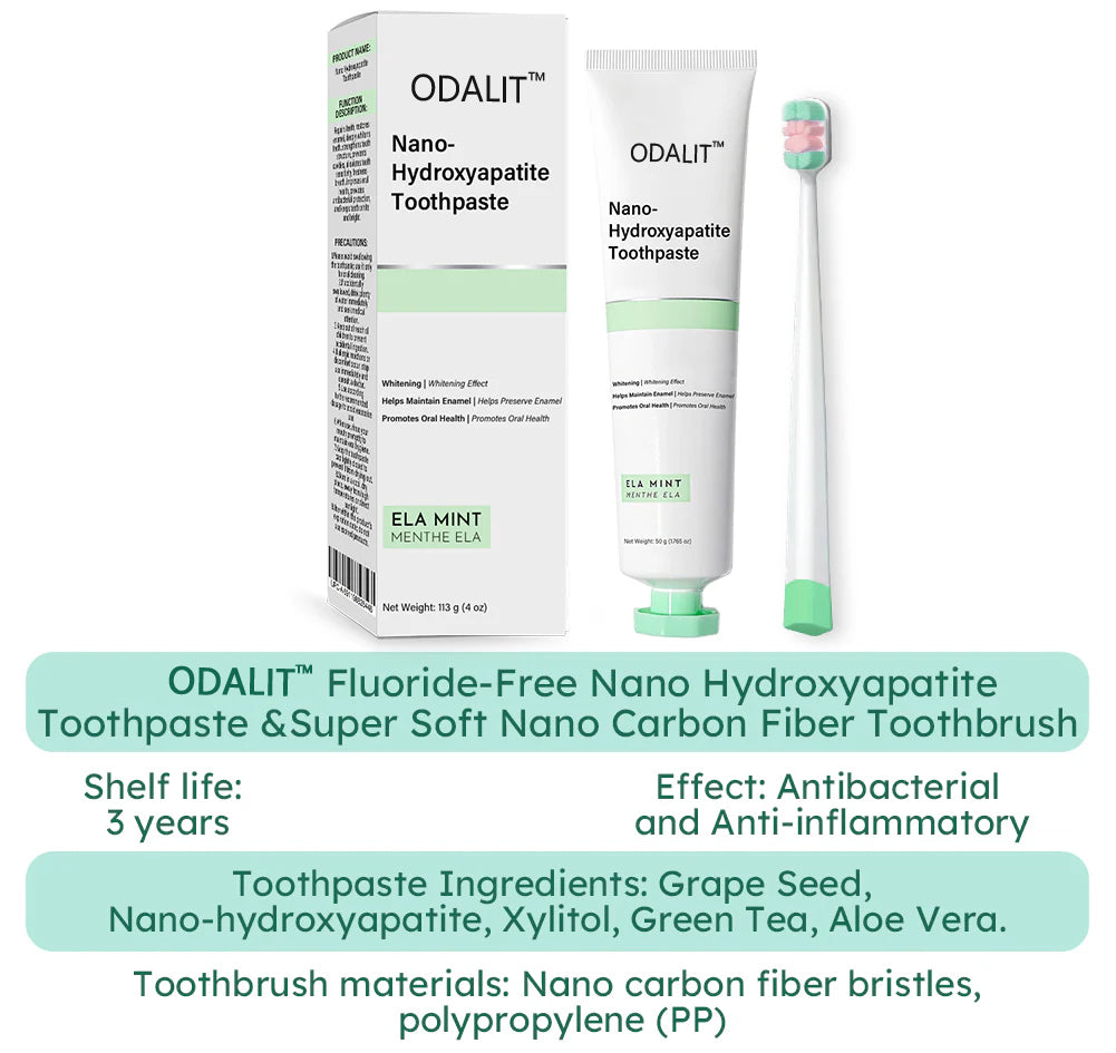 ✅Official Store | ODALIT™ Fluoride-Free Nano Hydroxyapatite Toothpaste 🧑🏽‍⚕️Obtain American Dental Association (ADA) Certification(Helps remineralize teeth, repair cavities, treat periodontitis and mouth ulcers, and restore gum recession)
